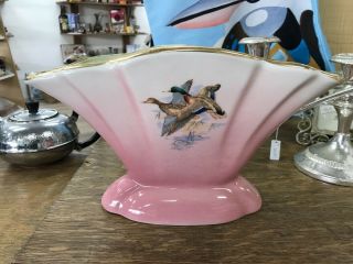 Vintage Wembley Ware Fan Vase W Flying Ducks