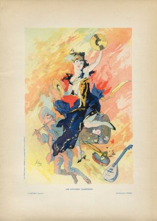 Jules Cheret La Musique Vintage French Lithograph,  Affiches Illustrees,  1896