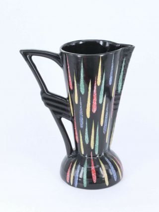 Stylish Art Deco Jug Vase Vintage 1930 S England Fantastic Sculpture Black Gloss