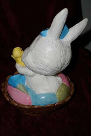 Ceramic EASTER EGG BUNNY Candy Dish Provincial MOLD Vintage Hand Painted 3