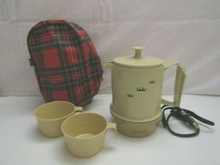 Vintage Regal Poly - Perk Perculator Travel Coffee Pot W/2 Cups And Travel Bag