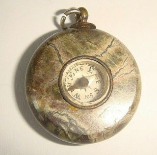 Lovely Vintage Cornish Serpentine Stone Compass Fob Charm