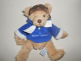 British Airways " Wilbur " Pilot Biggles Cuddly Teddy Bear From Ross