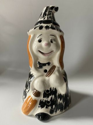Ceramic Vintage Witch Halloween Pottery About 10” Tall Crackle Glaze