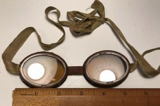 Vintage WW2 Military SLM Motorcycle Goggles Dated 1941,  With Strap Amber Lenses 2