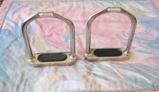 Vintage Large English Stirrups With Pads Very Heavy
