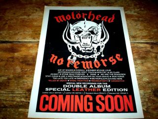 Motorhead (no Remorse Leather Ed. ) 1980s Vintage U.  K.  8 " X 10 " Promo Ad Nm -