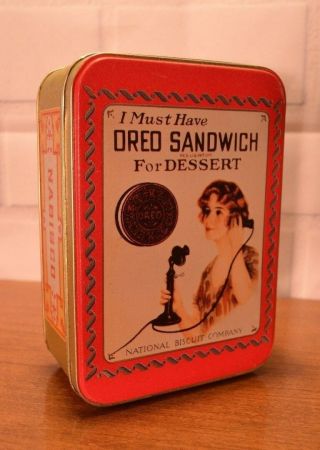 Vintage 1986 Nabisco Oreo Sandwich Collectible Cookie Tin Red Bristol Ware