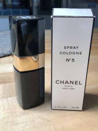 Vintage Chanel No 5 Spray Cologne Perfume 1.  7 Oz 50 Ml Black Refillable Bottle