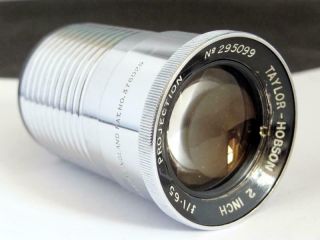 Vintage Taylor - Hobson Projection Lens 2 Inch F / 1.  65 Wwii Period No 295099