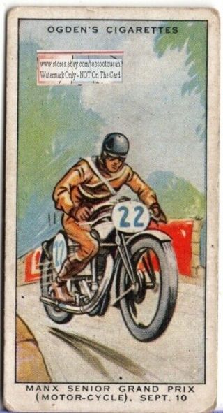 1931 Manx Senior Motorcycle Grand Prix Isle Of Man T.  T 1930s Trade Ad Card