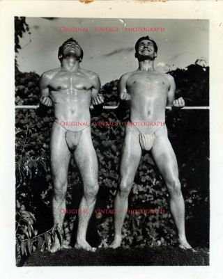 Al) Vintage 4x5 Photograph Amg Male Nude Physique Duo Body Beefcake Gay