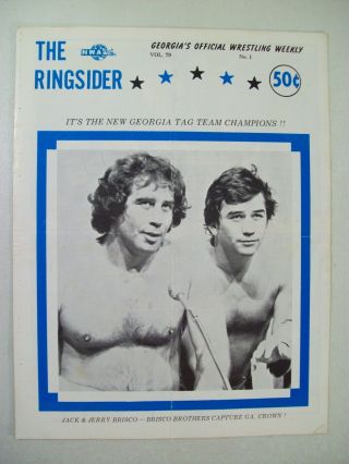Vintage Nwa The Ringsider Wrestling Weekly Program Brisco Bros.  Tag Team 1970 