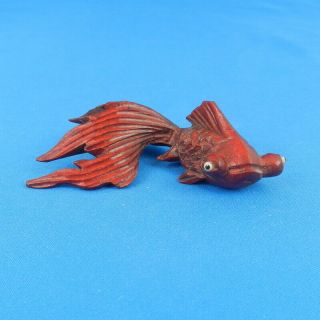 Vintage Koi Fantail Fish Rosewood Wooden Hand Carved Figure Lovely