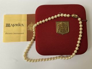 Vintage Majorica Pearl Necklace With 925 Clasp - Boxed