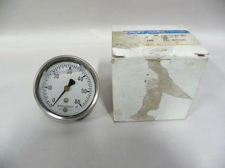 Vintage Ashcroft 0 - 60 Psi Pressure Gauge With Glycerine (a5)
