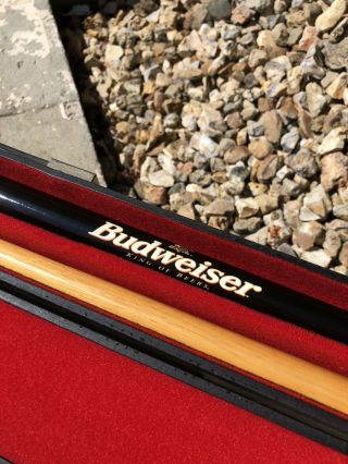 Vintage Budweiser Pool Cue 8 9 Ball With Hard Shell Case Both Outstanding Cond.