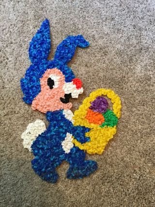 Vtg Melted Plastic Popcorn Purple Bunny Rabbit Spring Easter Decoration 21 "
