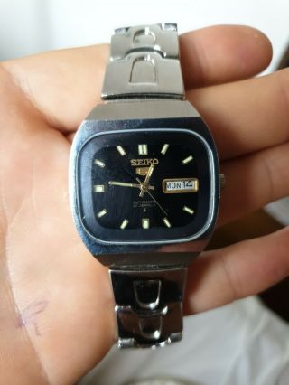 Vtg 1981 Seiko 5 Automatic 6309 - 561a Date Tv Shape Gold Faced Gents Wrist Watch