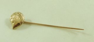 Vintage 9ct Yellow Gold Hedgehog Stick Pin 1.  4g 4.  6cm Bzx