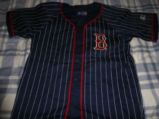 Vintage Starter Boston Red Sox Baseball Pin Striped Sewn Jersey Large L