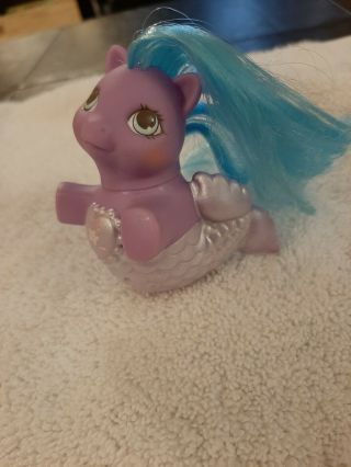 Vintage My Little Pony Mlp G1 Baby Sea Pony Shimmer Purple Mermaid 1991