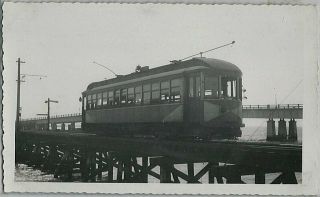 1947 Trolley Photo - Atlantic City & Shore Car 106 On Trestle At Somers Point