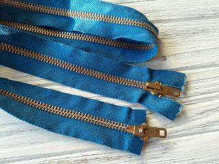 Vintage Talon Metal Zipper 32 " Long Blue,  For Bag Or Backpack,  Heavy Duty,  Usa