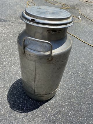 Vintage John Wood 20 Qt Stainless Steel Milk Can Jug S - 6 - A.