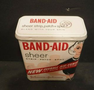 Vintage Johnson & Johnson BAND - AID Brand Sheer Strip Patch Metal Tin Box Package 2
