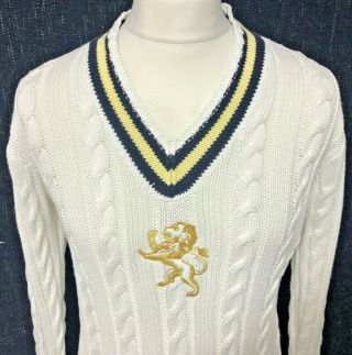 Canterbury Of Zealand Vintage Mens White V Necked Cricket Jumper Size Large