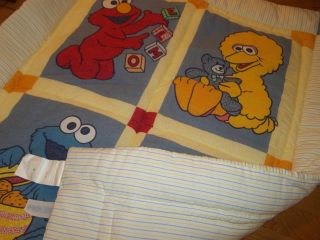 Vintage Sesame Street Elmo Big Bird Cookie Monster Baby Crib Comforter/Blanket 2