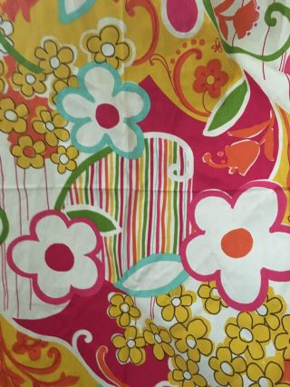 1 1/2 Yds Vtg 70’s Rainbow Flower Power Med Weight Cot Fabric