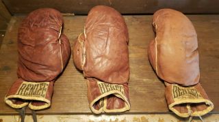 Vintage - Three Fight Worn Benlee Boxing Gloves - Date On Inside 2/16/45 & 9/19/4