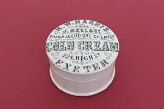 Vintage C1880s Harris Bell Chemists Exeter Devon Cold Cream Potlid Potlid & Base