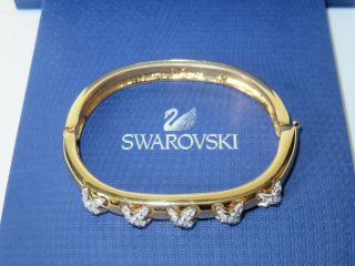 Vintage Swan Signed Swarovski Kisses Hinged Bracelet