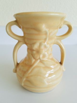 Vintage Shawnee Pottery Double Handle Vase - Embossed Flower Design - 1940 