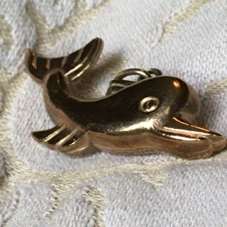Vintage Large Gold 9ct Fish Whale Dolphin Pendant Chain Charm Bracelet 2