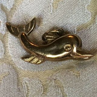 Vintage Large Gold 9ct Fish Whale Dolphin Pendant Chain Charm Bracelet 3