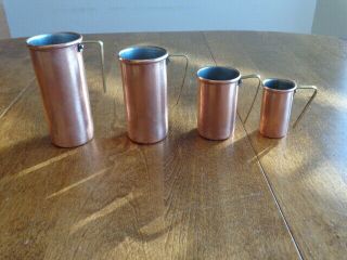 Vintage Copper Measuring Cups Set Of 4 Made In Portugal