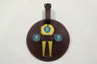 St Andrews Golf Old Course Vintage Leather Bag Tag With Ball Markers,  Divot Tool