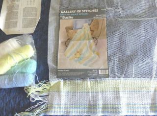 Vintage Bucilla Kit Easy To Weave Afghan Partially Done Pastel Plaid Blanket