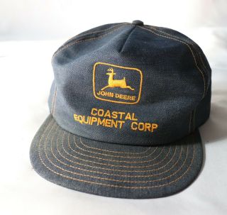 Vintage John Deere Denim Hat Snap Back Louisville Mfg Coastal Equipment Corp