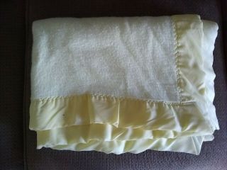 Blanket Vintage Acrylic Baby Beacon Wpl 1675 Solid Yellow Usa Nylon Trim