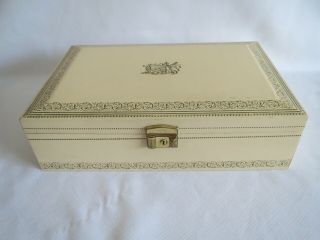 Vintage Mele Jewelry Box Cream With Gold Musical Instruments Music Box