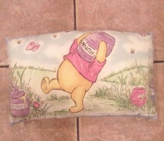 Classic Winnie The Pooh Crib Pillow Red Calliope 16x10 Nursery Baby Vintage