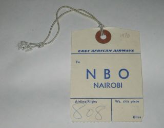 1970 East African Airways Nairobi Airline Baggage Label Eaa