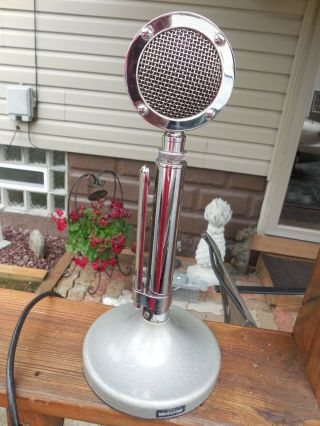 Vintage Chrome Us Astatic D - 104 Microphone,  G Stand With 4 Pin Plug