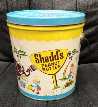 Vintage Advertising Shedd’s Peanut Butter 5 Lbs Tin Bucket W/ Lid