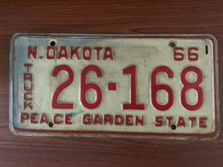 1966 North Dakota Truck License Plate All